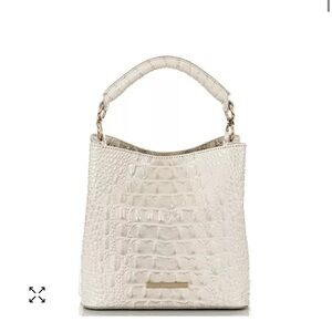 Brahmin Cream Croc-Embossed Shoulder Bag
